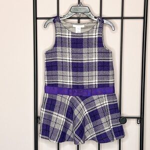 Janie and Jack Wool Plaid Bow Jumper Dress Sz 2T